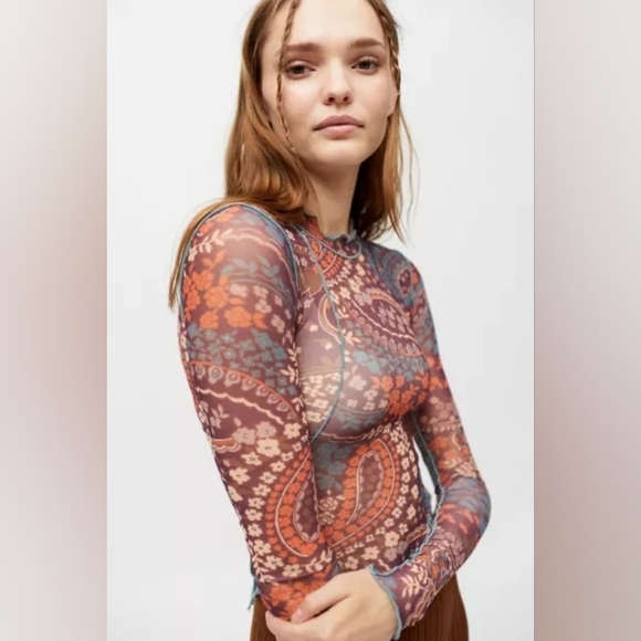 Urban Outfitters Tops - Urban Outfitters Cairo Mesh Mock Neck Long Sleeve Top